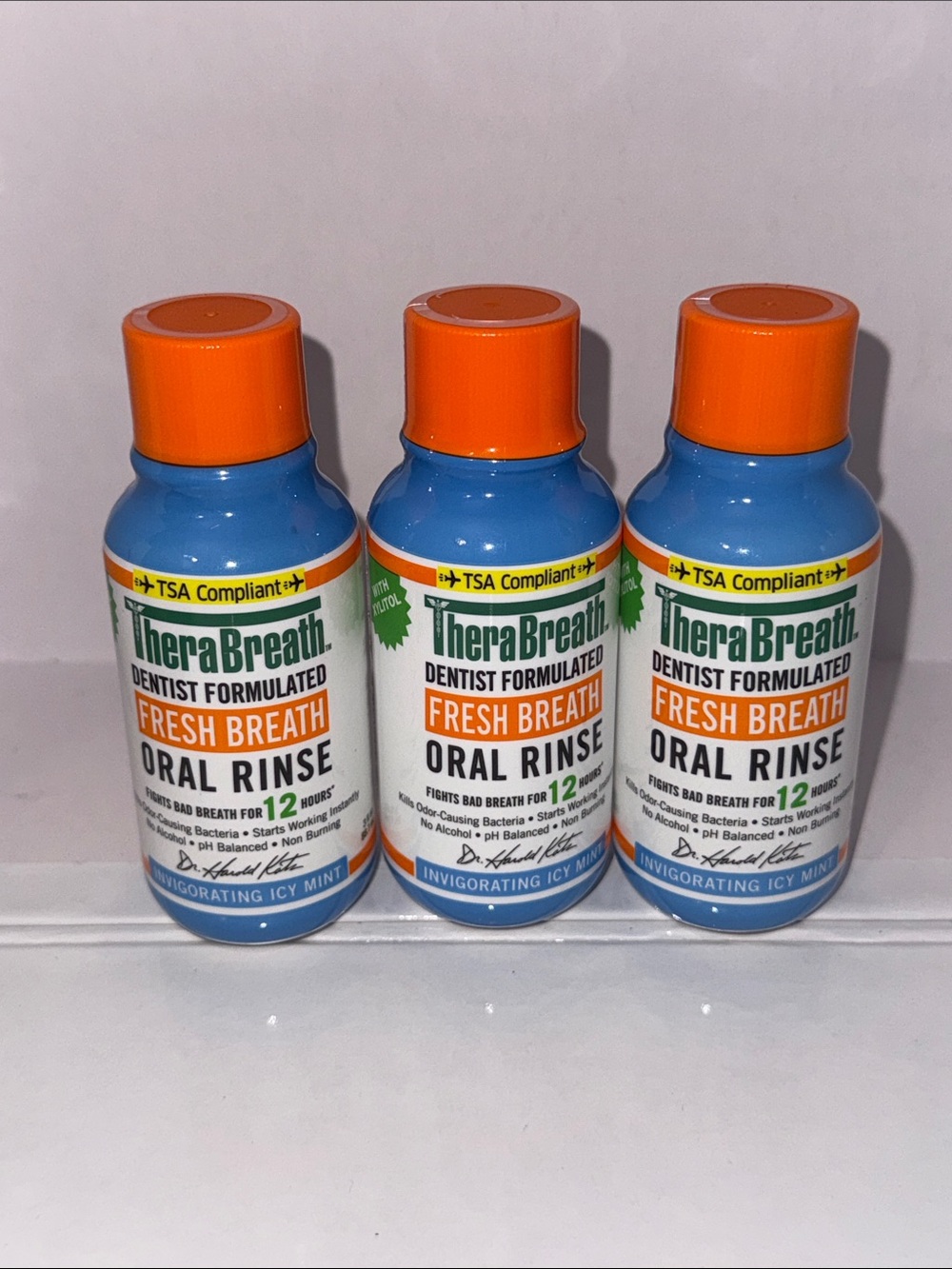 Fresh Breath Oral Rinse — Blue Bottle with Orange Cap